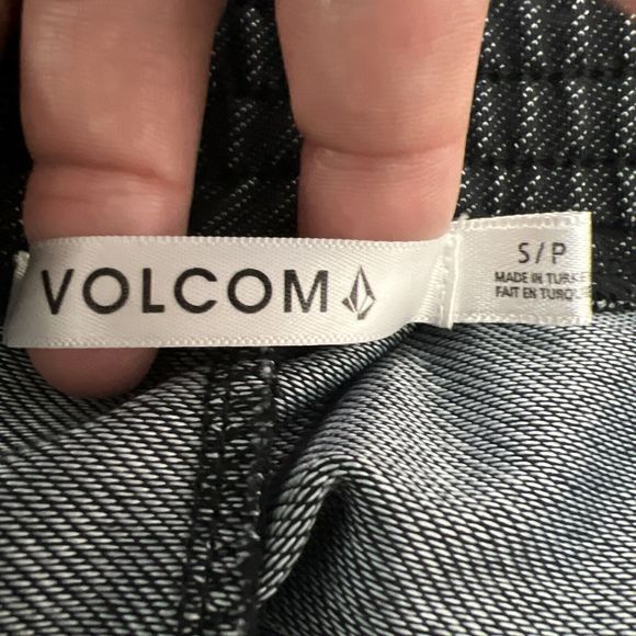 Volcom Pants Women Small Mixed Media Black Skinny Pull On Jeggings Activewear - Picture 3 of 12